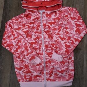 Bape Red and Pink Camo Zip Up Sweater